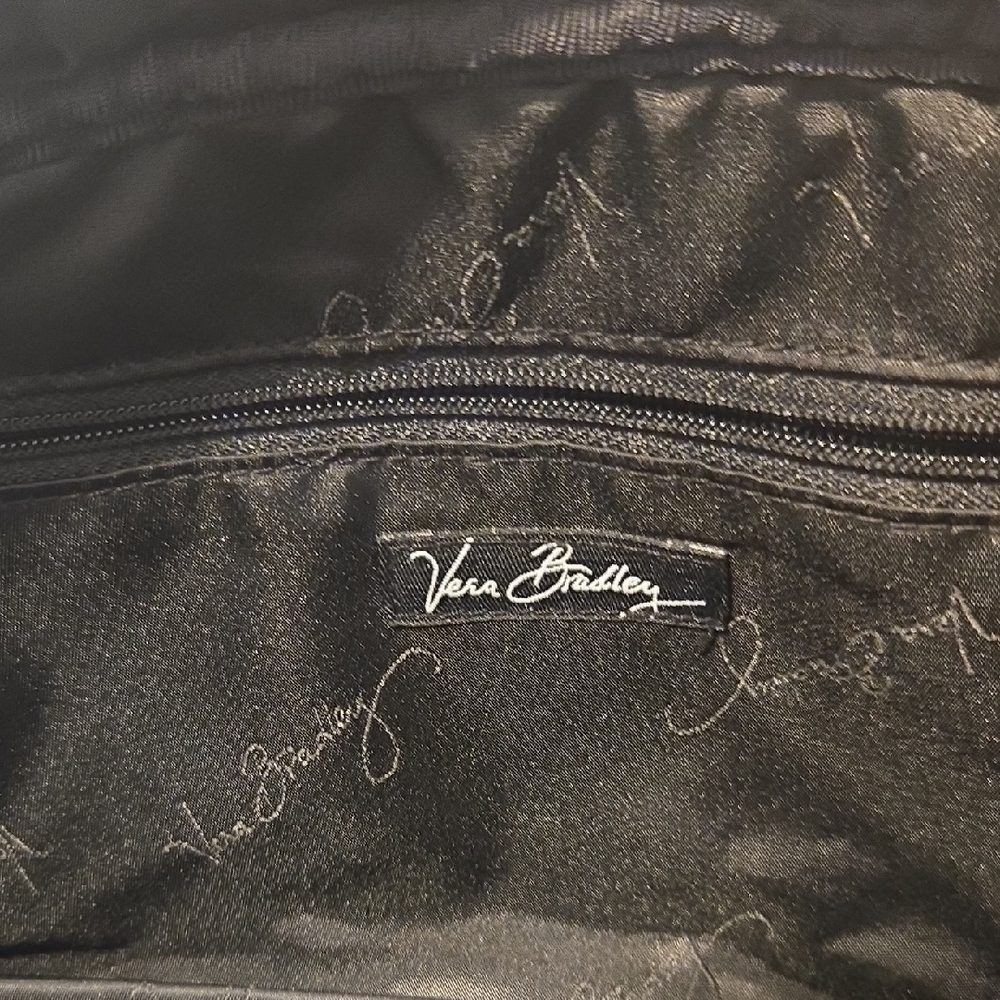 Vera Bradley Black Shoulder Bag Sleek Crescent Design - Picture 4 of 12